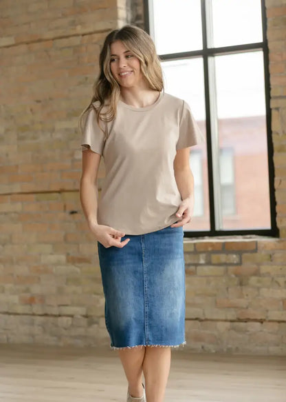 Essential Sand Flutter Sleeve Top - IC Tops