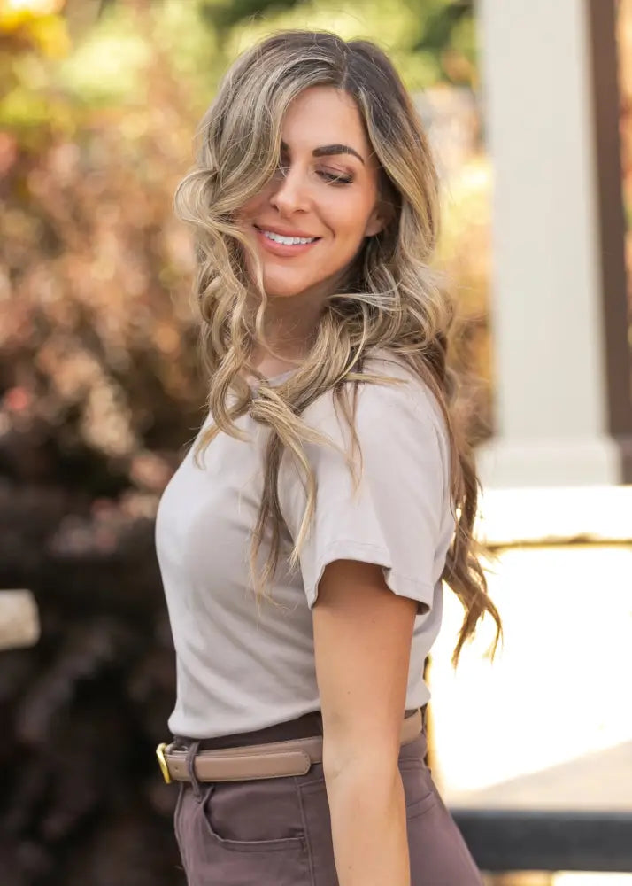 Essential Sand Flutter Sleeve Top - IC Tops