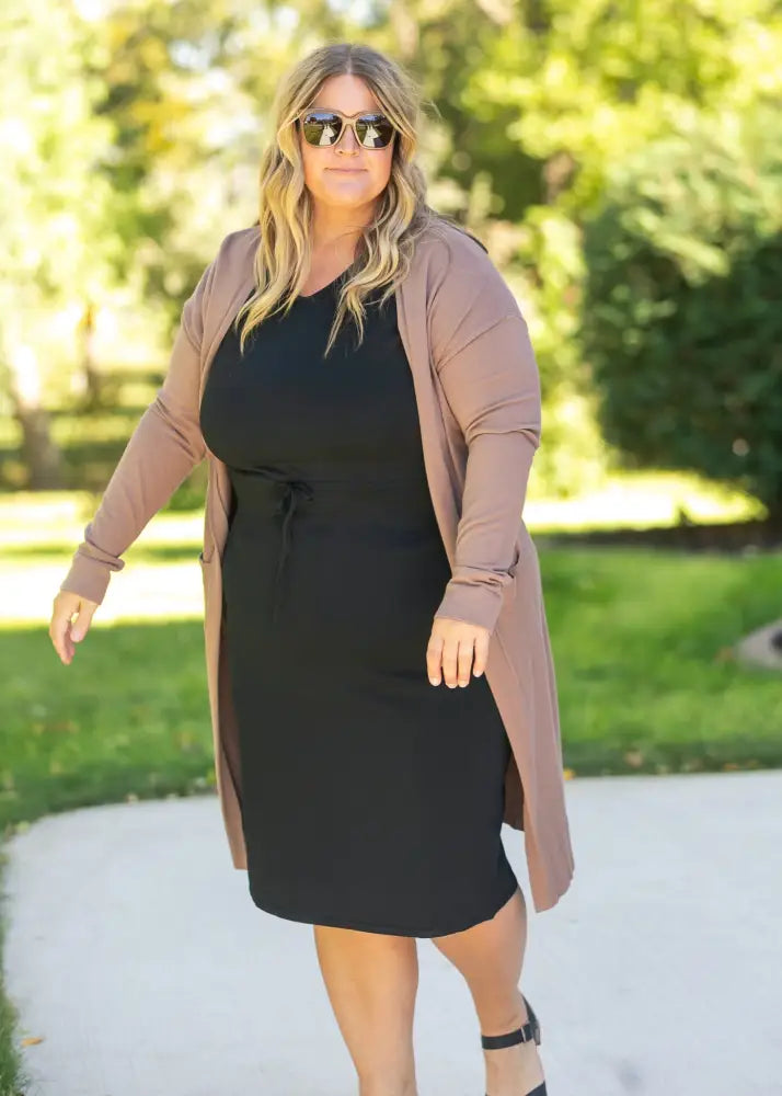 Essential Toffee Long + Soft Cardigan - 1XL - IC Tops