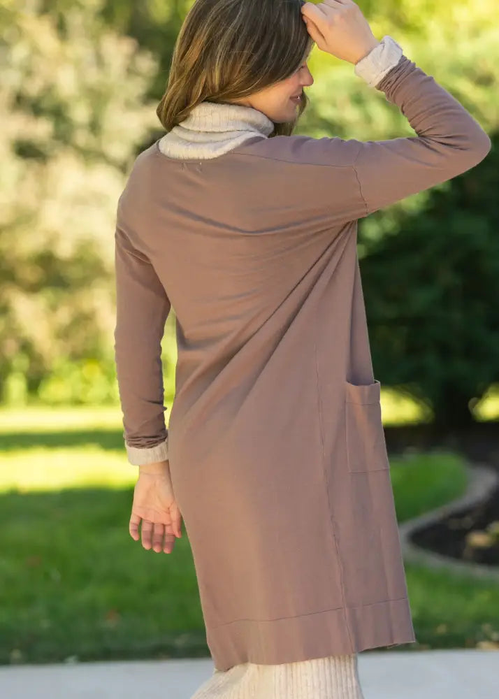 Essential Toffee Long + Soft Cardigan - IC Tops
