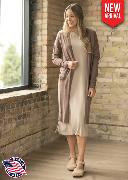 Essential Toffee Long + Soft Cardigan - IC Tops