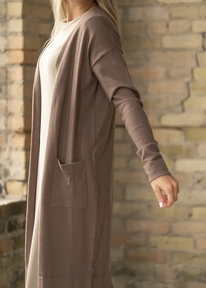 Essential Toffee Long + Soft Cardigan - IC Tops