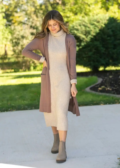 Essential Toffee Long + Soft Cardigan - IC Tops