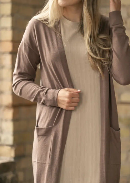 Essential Toffee Long + Soft Cardigan - IC Tops