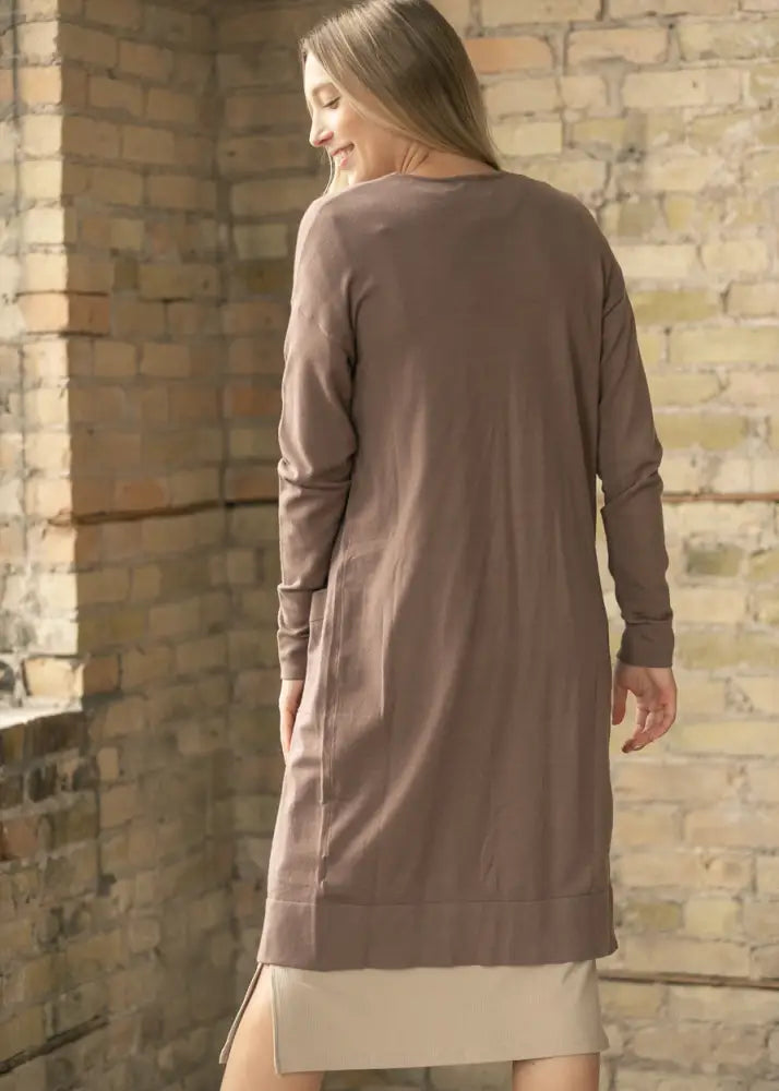 Essential Toffee Long + Soft Cardigan - IC Tops