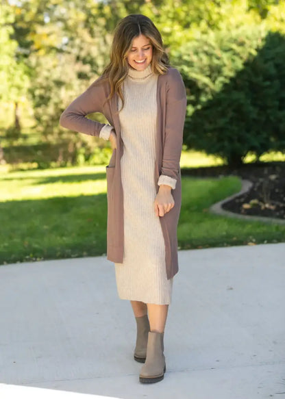 Essential Toffee Long + Soft Cardigan - IC Tops