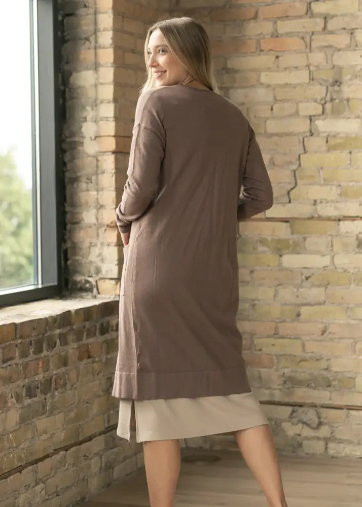 Essential Toffee Long + Soft Cardigan - IC Tops
