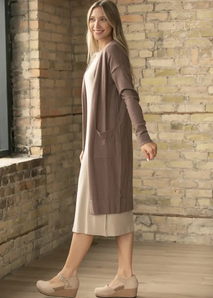 Essential Toffee Long + Soft Cardigan - IC Tops