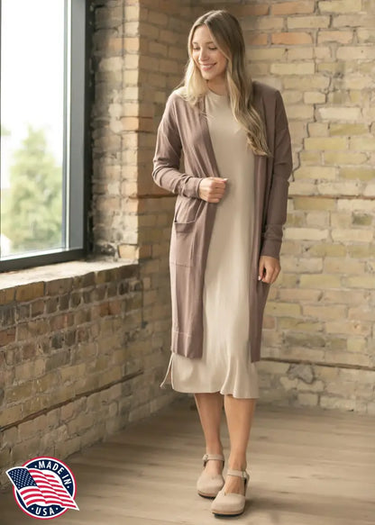 Essential Toffee Long + Soft Cardigan - IC Tops