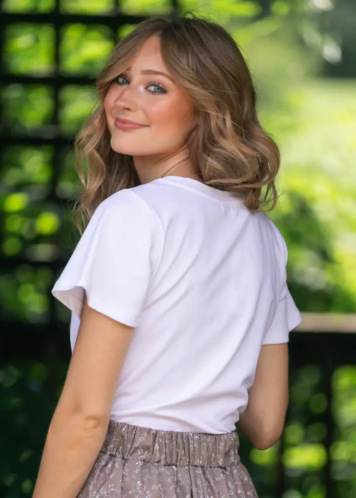 Essential V-neck Flutter Sleeve Top - FINAL SALE - IC Tops