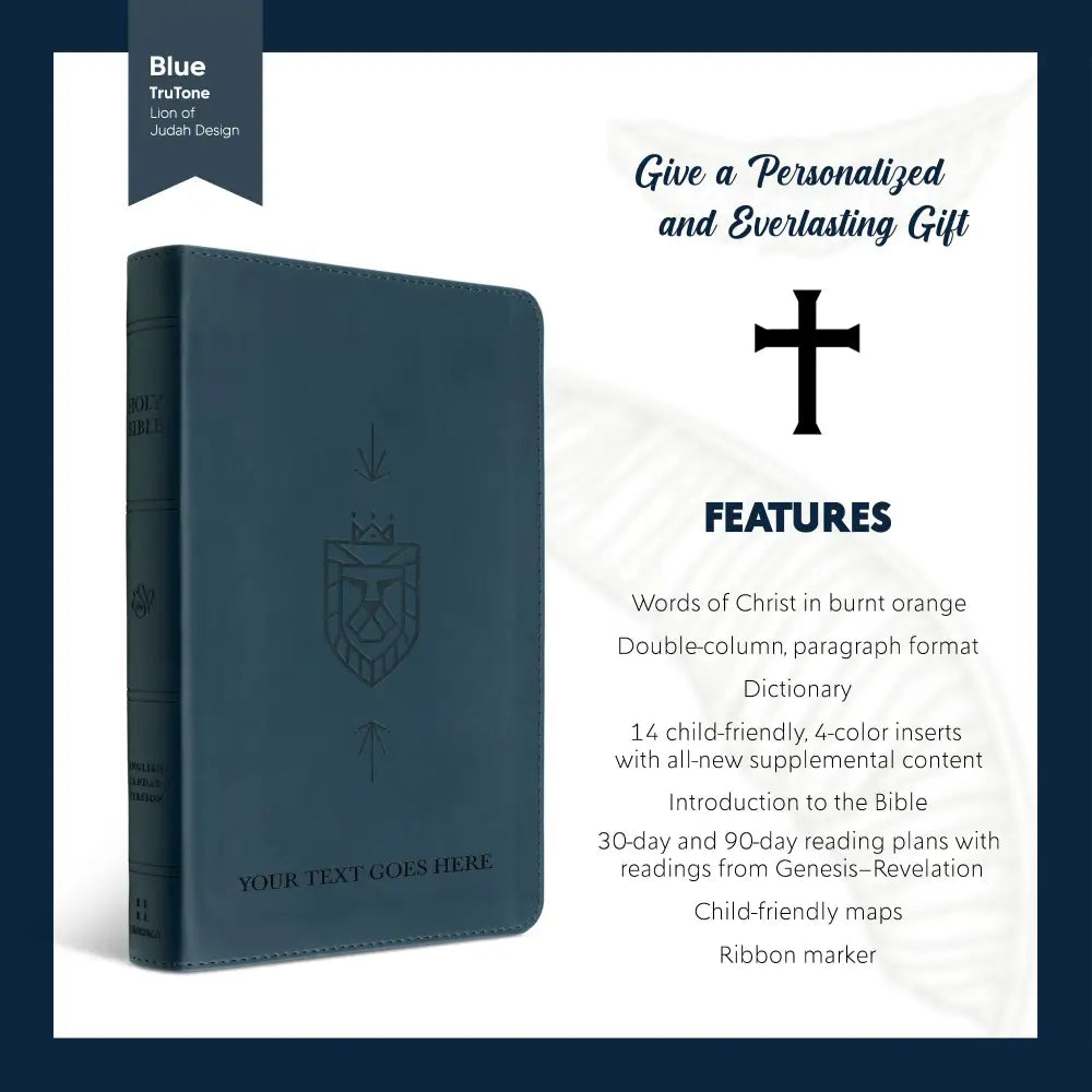 ESV Compact Size Kids Holy Bible Large Print - Blue Bible