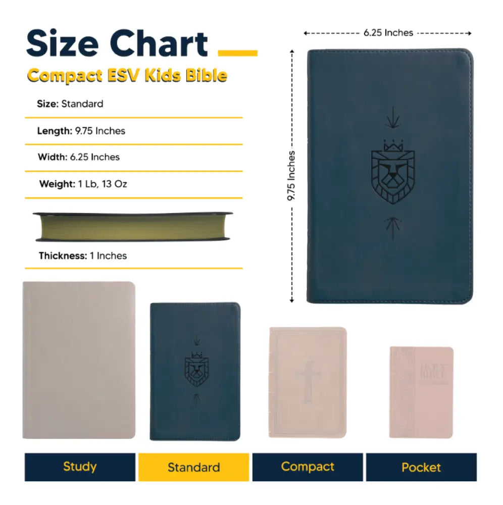 ESV Compact Size Kids Holy Bible Large Print - Blue