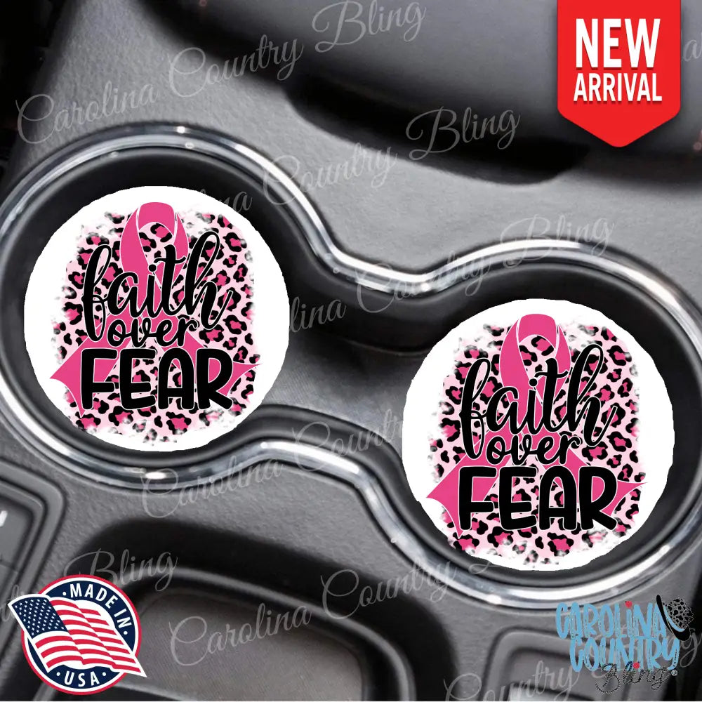 Faith Over Fear – Pink Car Coaster