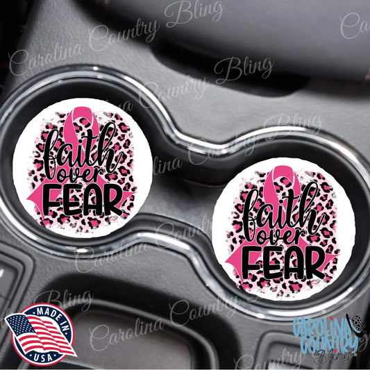 Faith Over Fear – Pink Car Coaster