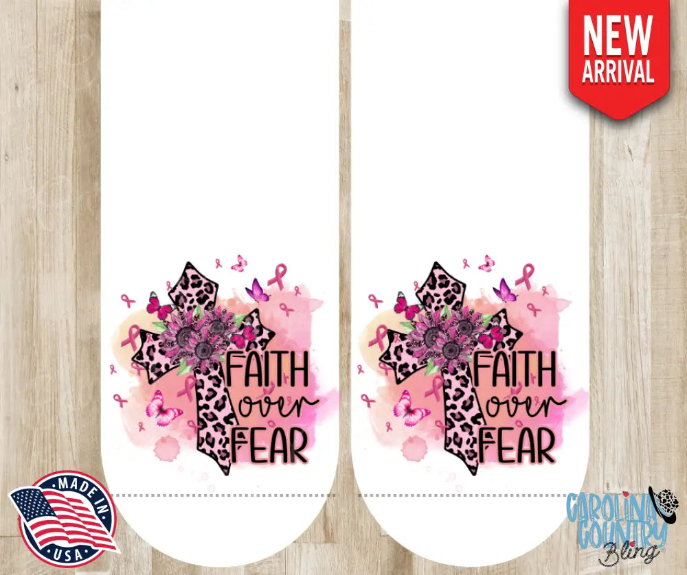 Faith Over Fear – Pink Socks