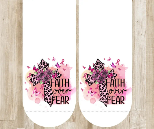 Faith Over Fear – Pink Socks