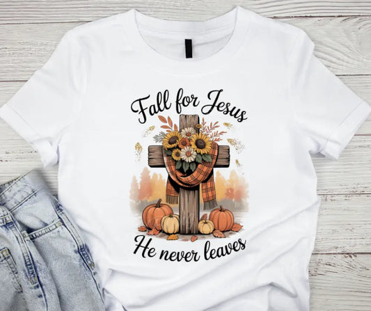 Fall For Jesus – White Small / Short / White Shirt Shirt