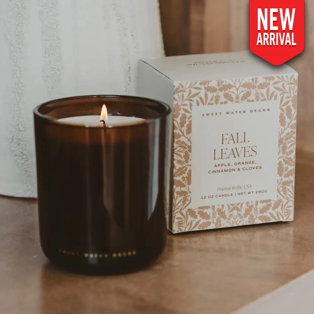 Fall Leaves Soy Candle - Boxed Amber Tinted Glass Jar - 12 oz - Candles