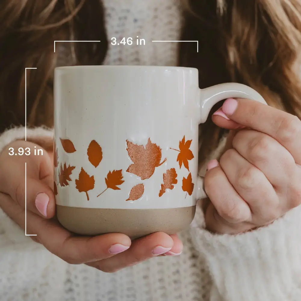 Fall Leaves 14 oz Orange Stoneware Coffee Mug - Coffee Mugs