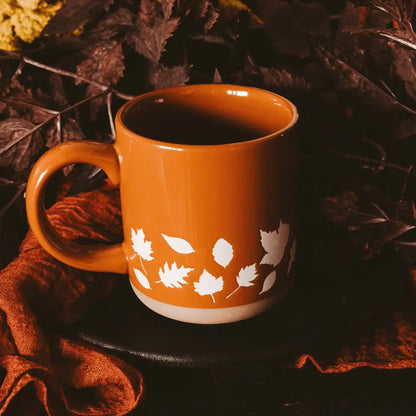 Fall Leaves 14 oz Orange Stoneware Coffee Mug - Coffee Mugs