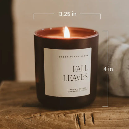 Fall Leaves Soy Candle - Brown Matte Jar - 15 oz - Candles