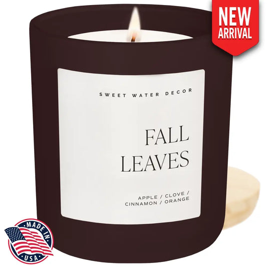 Fall Leaves Soy Candle - Brown Matte Jar - 15 oz - Candles
