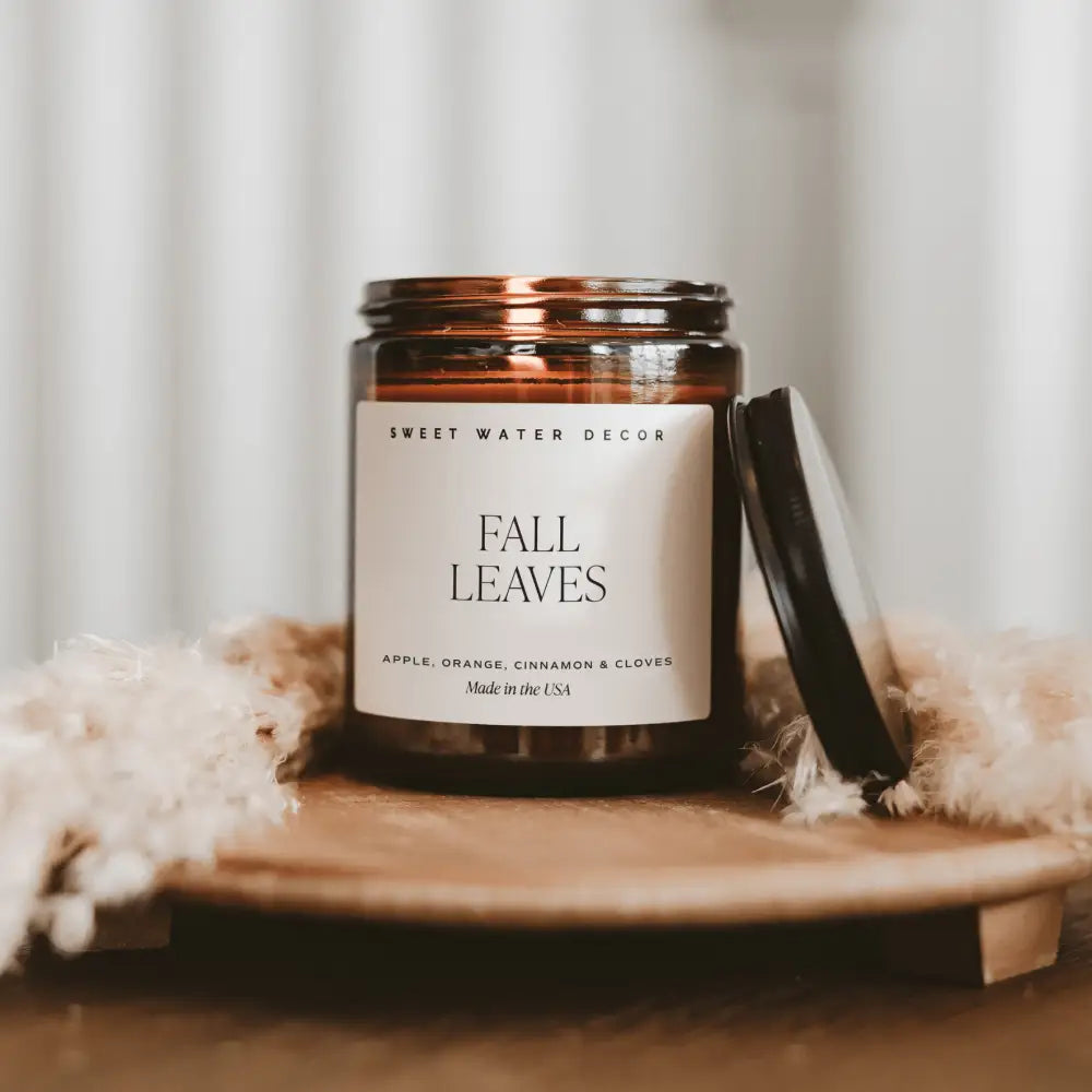 Fall Leaves Soy Candle - Amber Jar - 9 oz - Candles