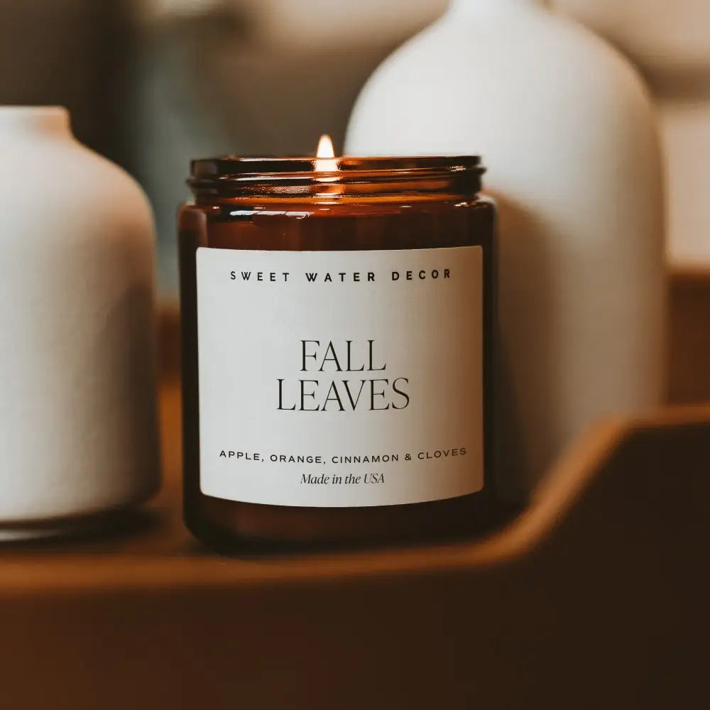 Fall Leaves Soy Candle - Amber Jar - 9 oz - Candles
