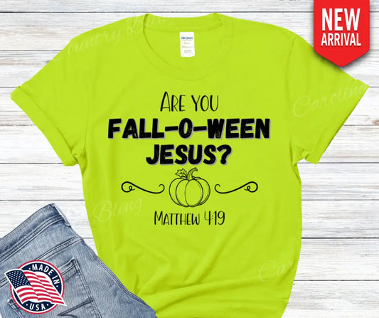 Fall O Ween Jesus – Multi Small / Short / Neon Green Shirt
