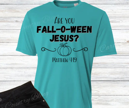 Fall O Ween Jesus – Multi Small / Short / Teal Shirt