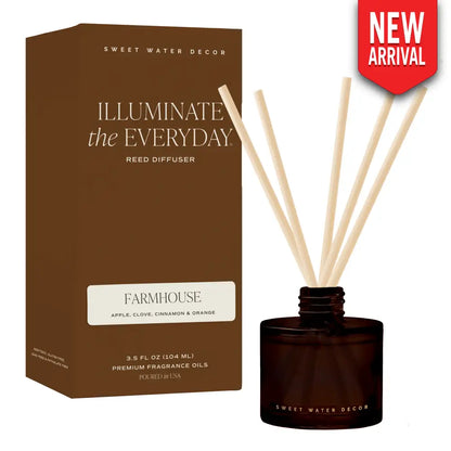 Farmhouse Amber Tinted Glass Jar Reed Diffuser - Reed Diffusers