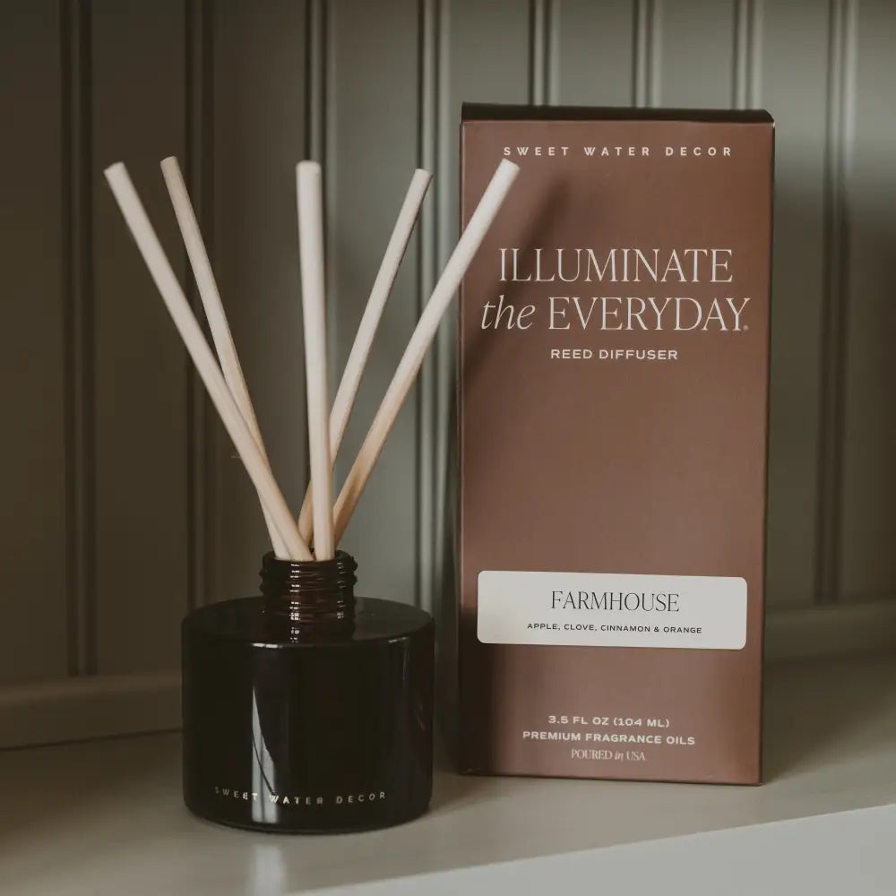 Farmhouse Amber Tinted Glass Jar Reed Diffuser - Reed Diffusers