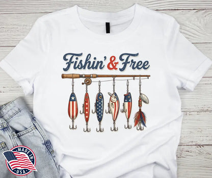 Fishin & Free - Multi - Small / Short - Shirt