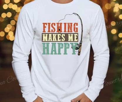 Fishing Makes Me Happy – Multi Small / Long Shirt