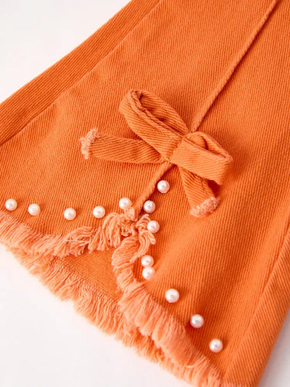 Orange Flared Elastic Jeans - Jeans