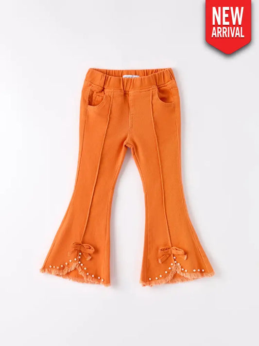 Orange Flared Elastic Jeans - Jeans