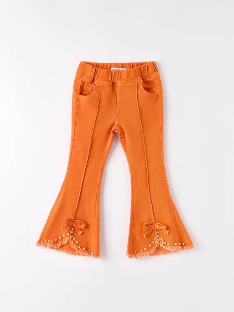 Orange Flared Elastic Jeans - Jeans