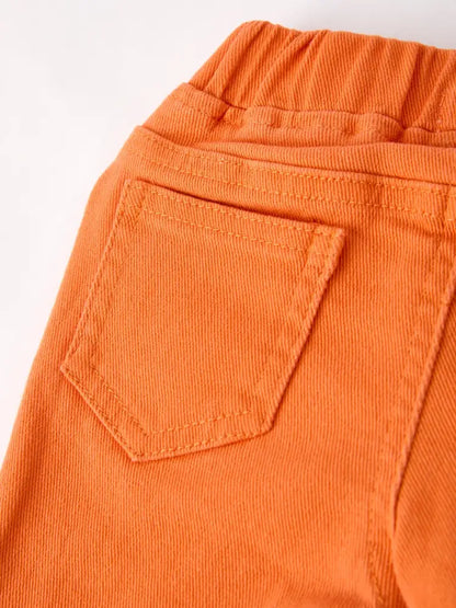 Orange Flared Elastic Jeans - Jeans
