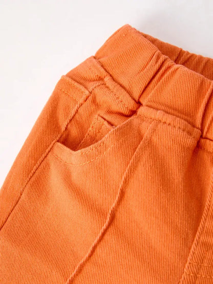 Orange Flared Elastic Jeans - Jeans