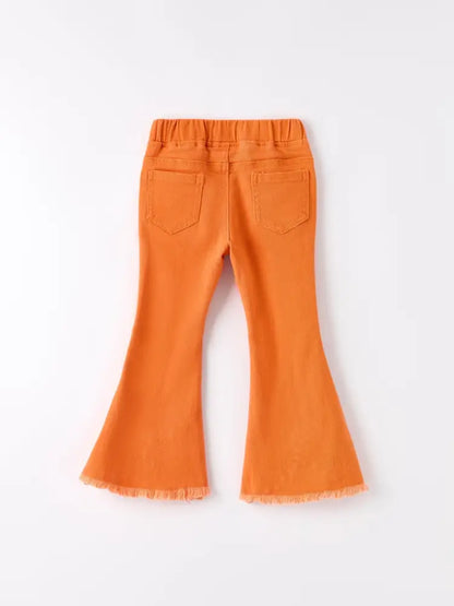 Orange Flared Elastic Jeans - Jeans