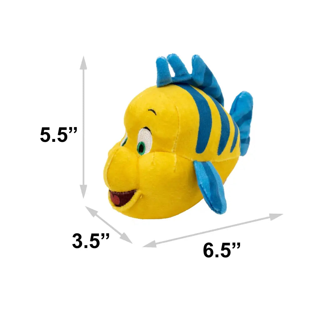 Dog Toy Squeaker Plush - The Little Mermaid Flounder Full Body Pose Dog Toy Squeaky Plush