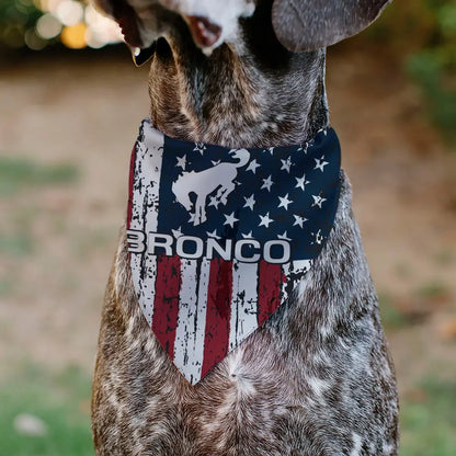 Pet Bandana - Ford BRONCO Americana Stars and Stripes Weathered Red/White/Blue - Pet Bandanas