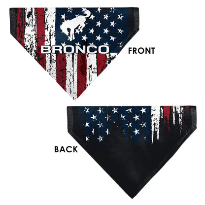 Pet Bandana - Ford BRONCO Americana Stars and Stripes Weathered Red/White/Blue - Pet Bandanas