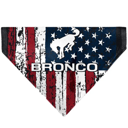 Pet Bandana - Ford BRONCO Americana Stars and Stripes Weathered Red/White/Blue - Pet Bandanas