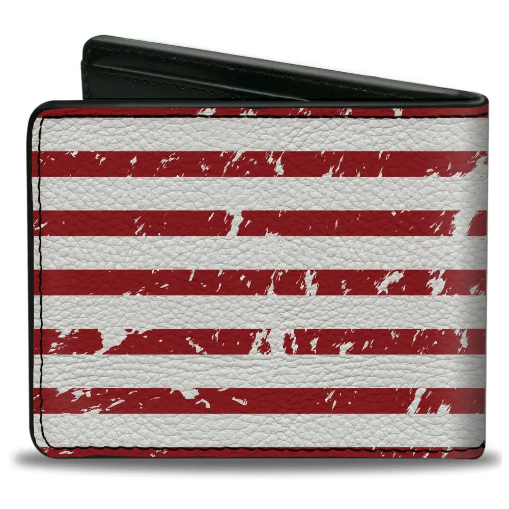 Bi-Fold Wallet - FORD Script Americana Flag Weathered White Red Blue Bi-Fold Wallets