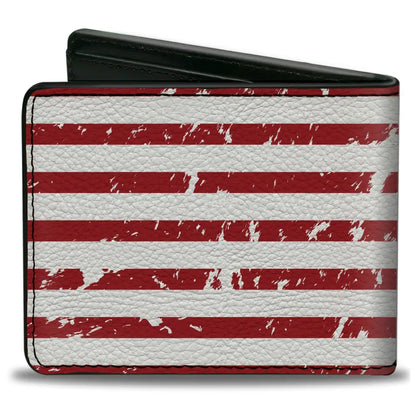 Bi-Fold Wallet - FORD Script Americana Flag Weathered White Red Blue Bi-Fold Wallets