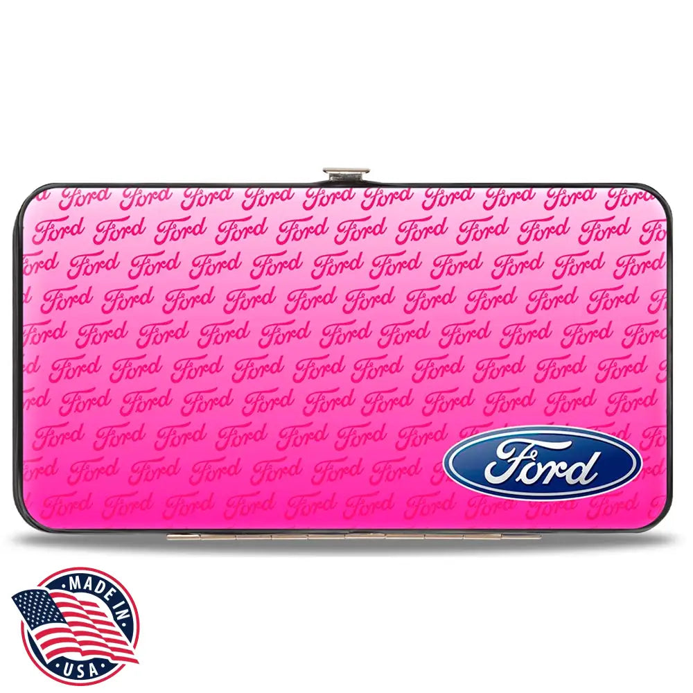 Hinged Wallet - Ford Oval CORNER w Text PINK Hinged Wallets