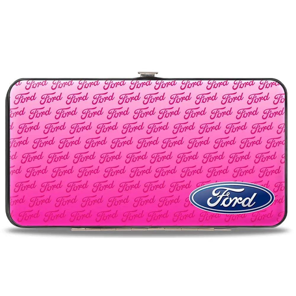 Hinged Wallet - Ford Oval CORNER w Text PINK Hinged Wallets