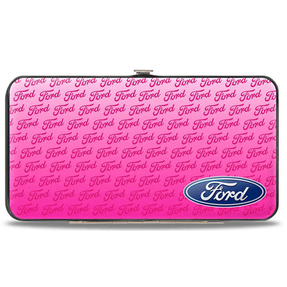 Hinged Wallet - Ford Oval CORNER w Text PINK Hinged Wallets