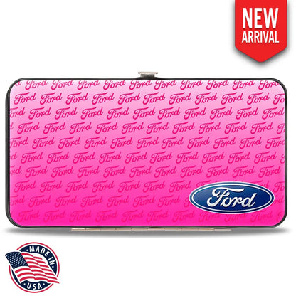 Hinged Wallet - Ford Oval CORNER w Text PINK Hinged Wallets